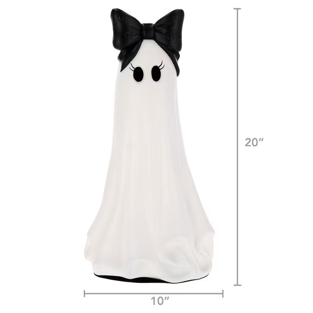 My Texas House Halloween Large Ghost with Bow Decoration, Black and White, 20"