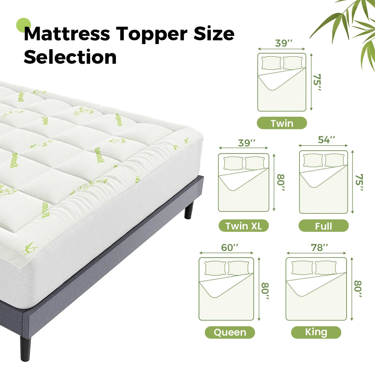Bamboo Cooling Mattress Topper - Smoothy Home