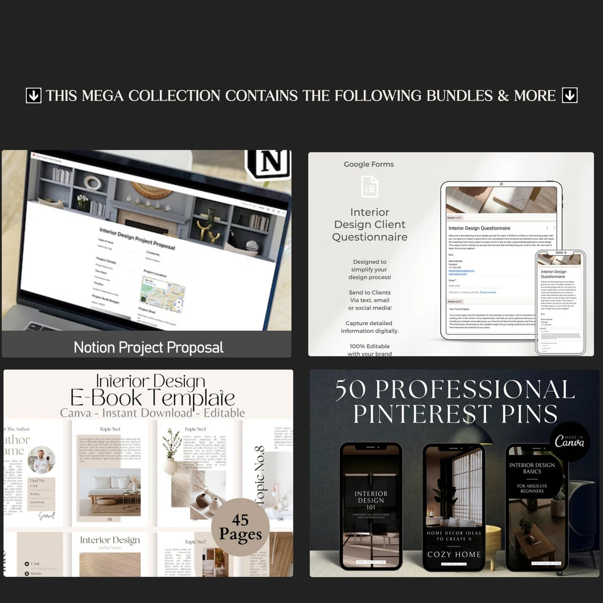 Interior Design Studio Full Business Starter Pack | Canva + Notion + Contracts + Proposals | Over $400 Value - Smoothy Home