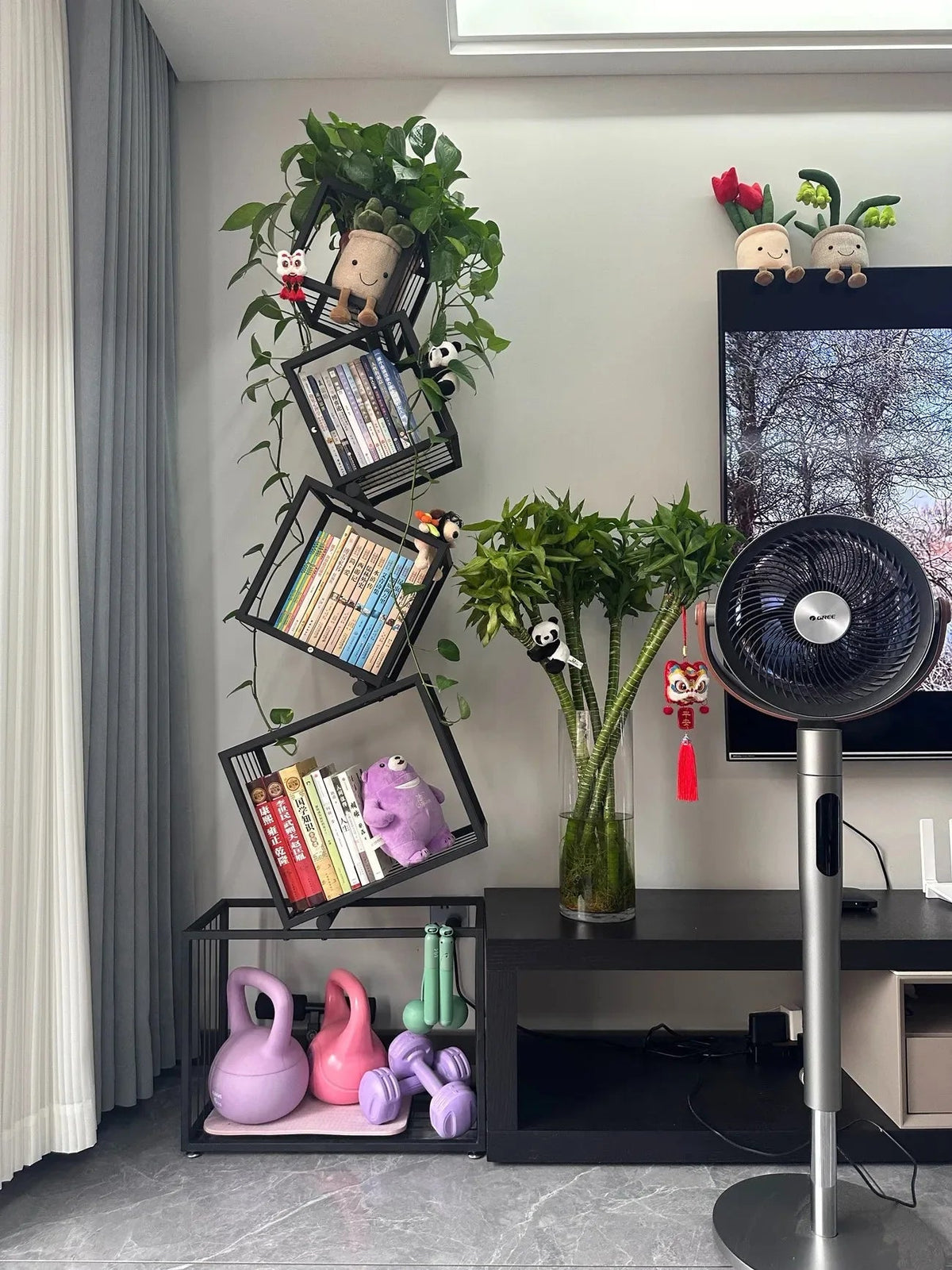 Modern Living Room Decor Iron Art Shelf Office Study Bookcase Multi-layer Storage Rack for Organizing Books And Decorations - Smoothy Home