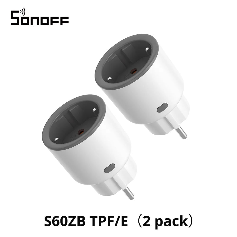 1-4 PCS SONOFF S60ZB EU iPlug Zigbee Smart Plug Energy Monitoring Wireless Socket Timer Smart Switch Work With Google Home Alexa - Smoothy Home