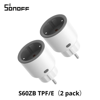1-4 PCS SONOFF S60ZB EU iPlug Zigbee Smart Plug Energy Monitoring Wireless Socket Timer Smart Switch Work With Google Home Alexa - Smoothy Home