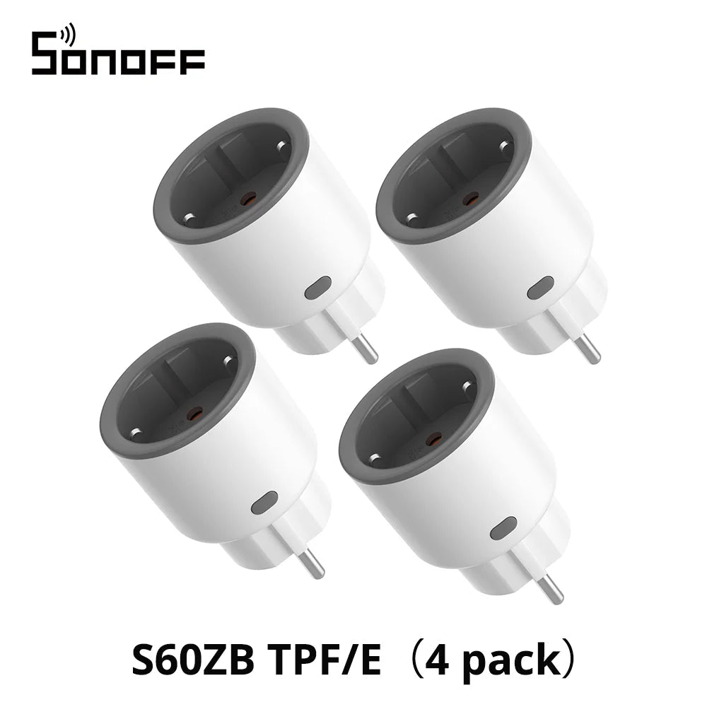 1-4 PCS SONOFF S60ZB EU iPlug Zigbee Smart Plug Energy Monitoring Wireless Socket Timer Smart Switch Work With Google Home Alexa - Smoothy Home