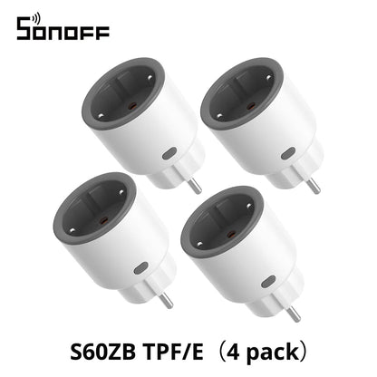 1-4 PCS SONOFF S60ZB EU iPlug Zigbee Smart Plug Energy Monitoring Wireless Socket Timer Smart Switch Work With Google Home Alexa - Smoothy Home