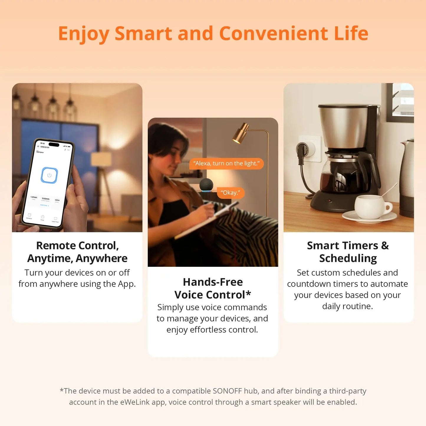 1-4 PCS SONOFF S60ZB EU iPlug Zigbee Smart Plug Energy Monitoring Wireless Socket Timer Smart Switch Work With Google Home Alexa - Smoothy Home