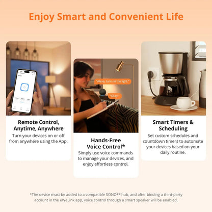 1-4 PCS SONOFF S60ZB EU iPlug Zigbee Smart Plug Energy Monitoring Wireless Socket Timer Smart Switch Work With Google Home Alexa - Smoothy Home