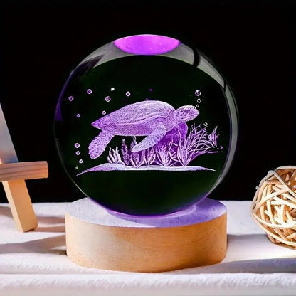 1 Deep-sea turtle Crystal Ball Night light - Enchanting lighting, the charm of the ocean turtle in the crystal ball night light, - Smoothy Home