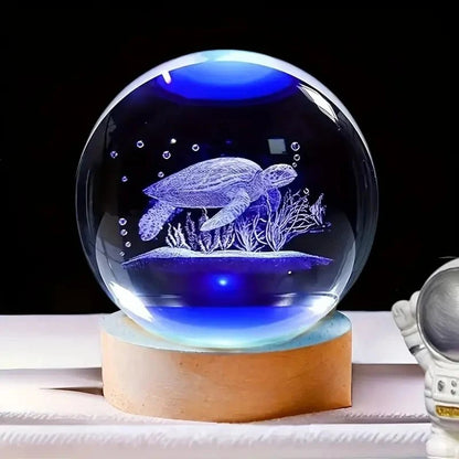1 Deep-sea turtle Crystal Ball Night light - Enchanting lighting, the charm of the ocean turtle in the crystal ball night light, - Smoothy Home