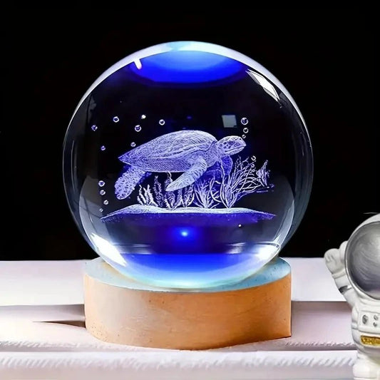 1 Deep-sea turtle Crystal Ball Night light - Enchanting lighting, the charm of the ocean turtle in the crystal ball night light, - Smoothy Home