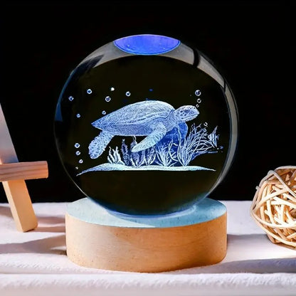 1 Deep-sea turtle Crystal Ball Night light - Enchanting lighting, the charm of the ocean turtle in the crystal ball night light, - Smoothy Home