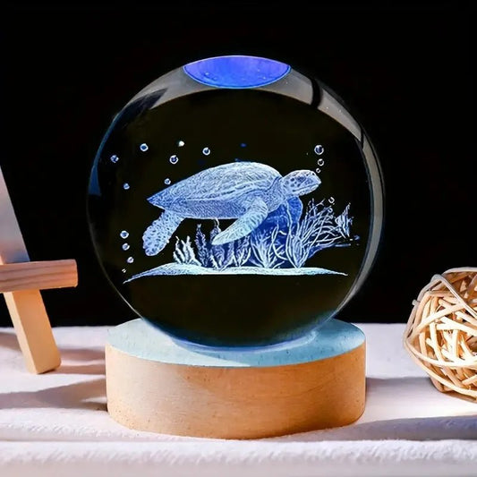 1 Deep-sea turtle Crystal Ball Night light - Enchanting lighting, the charm of the ocean turtle in the crystal ball night light, - Smoothy Home