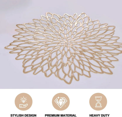 10 PCS Gold Placemats Set of Table Mats Gold Charger Plates Place Mats & 8 Pcs Coasters Wipeable Modern Holiday Round Placemats for Christmas Thanksgiving Farmhouse Wedding Dining Table Setting Decor - Smoothy Home