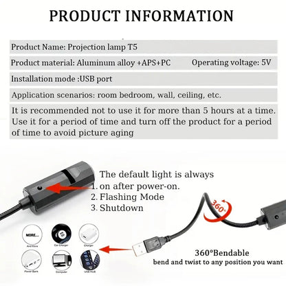 10 planet projection, USB projection ceiling atmosphere night light, suitable for bedroom and living room - Smoothy Home