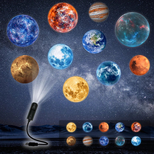 10 planet projection, USB projection ceiling atmosphere night light, suitable for bedroom and living room - Smoothy Home