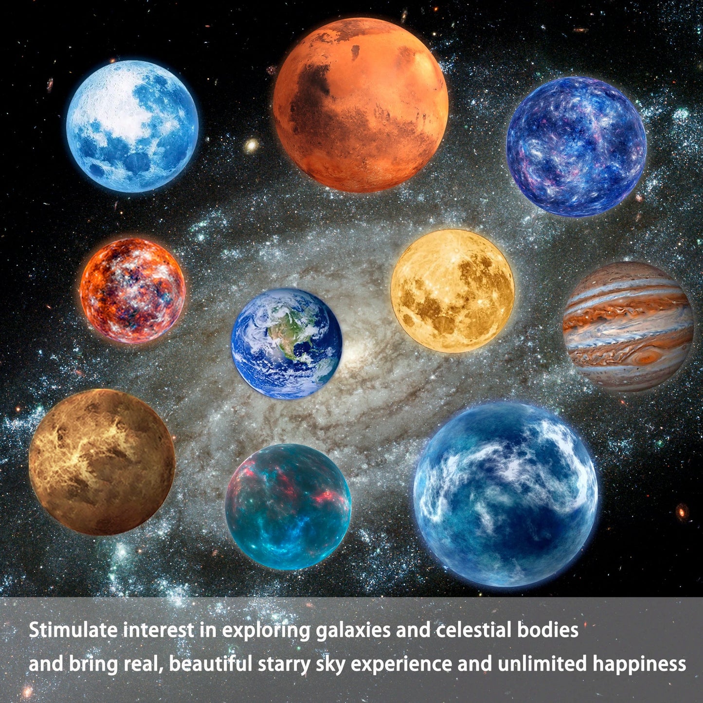 10 planet projection, USB projection ceiling atmosphere night light, suitable for bedroom and living room - Smoothy Home