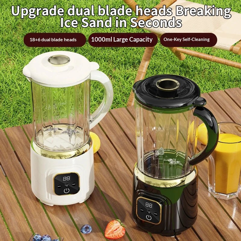 1000 ML Household Juicer Blender Dual-blade digital display juicer USB Rechargeable Ice Crusher Electric Fruit Juice Machine - Smoothy Home