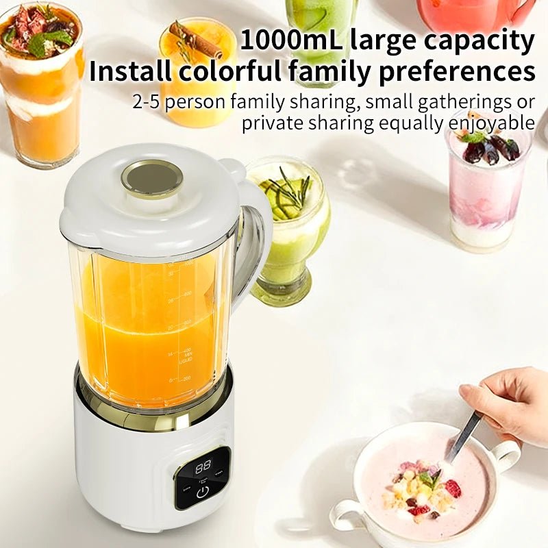 1000 ML Household Juicer Blender Dual-blade digital display juicer USB Rechargeable Ice Crusher Electric Fruit Juice Machine - Smoothy Home