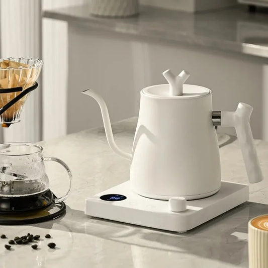 1000W Electric Gooseneck Kettle 1000ml 304 Stainless Steel Coffee Pot Intelligent Constant Temperature LED Display for CoffeeTea - Smoothy Home