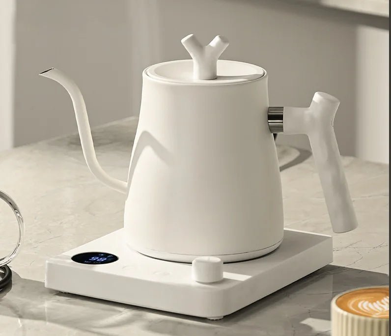 1000W Electric Gooseneck Kettle 1000ml 304 Stainless Steel Coffee Pot Intelligent Constant Temperature LED Display for CoffeeTea - Smoothy Home