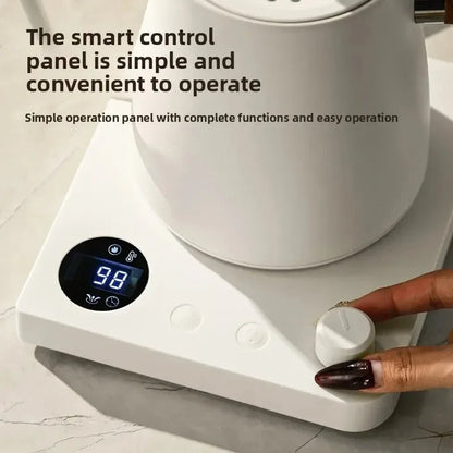1000W Electric Gooseneck Kettle 1000ml 304 Stainless Steel Coffee Pot Intelligent Constant Temperature LED Display for CoffeeTea - Smoothy Home