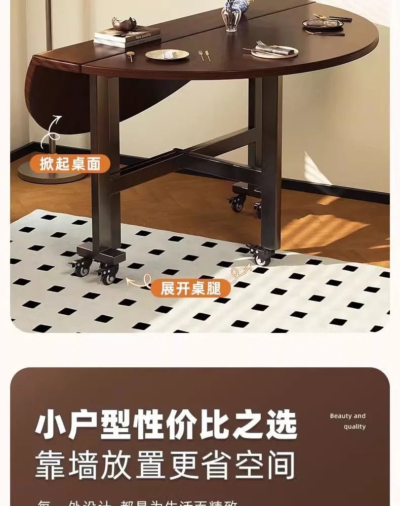 100/120cm round Dining Table for Home Living Room Portable Foldable And Storage Table for Kitchen And Restaurant - Smoothy Home