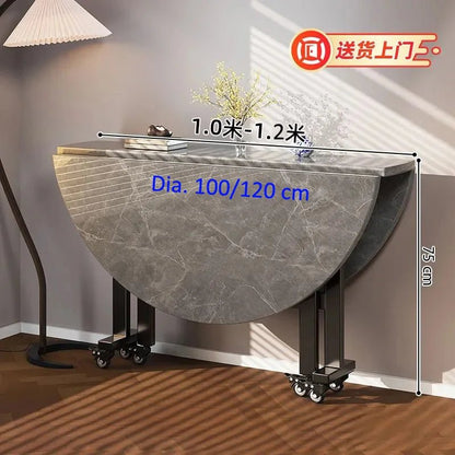 100/120cm round Dining Table for Home Living Room Portable Foldable And Storage Table for Kitchen And Restaurant - Smoothy Home