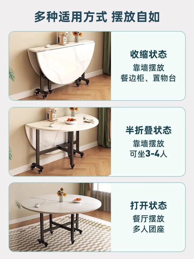 100/120cm round Dining Table for Home Living Room Portable Foldable And Storage Table for Kitchen And Restaurant - Smoothy Home
