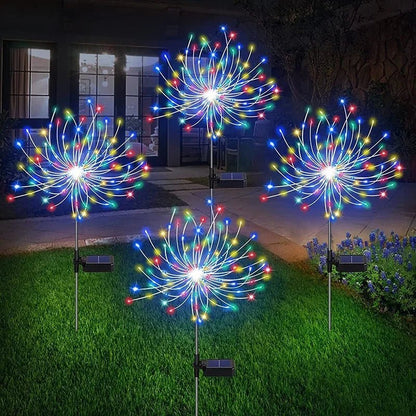 1/2/4Pcs Solar LED Firework Fairy Light Outdoor Garden Decoration Lawn Pathway Light For Patio Yard Party Christmas Wedding - Smoothy Home
