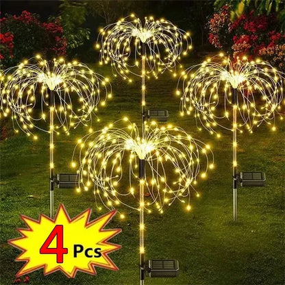 1/2/4Pcs Solar LED Firework Fairy Light Outdoor Garden Decoration Lawn Pathway Light For Patio Yard Party Christmas Wedding - Smoothy Home