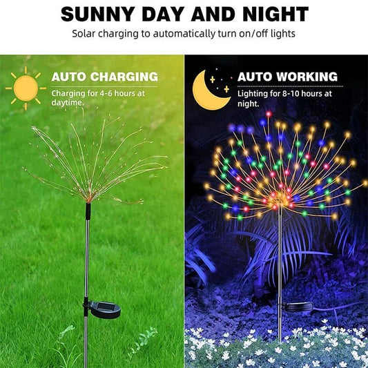 1/2/4Pcs Solar LED Firework Fairy Light Outdoor Garden Decoration Lawn Pathway Light For Patio Yard Party Christmas Wedding - Smoothy Home