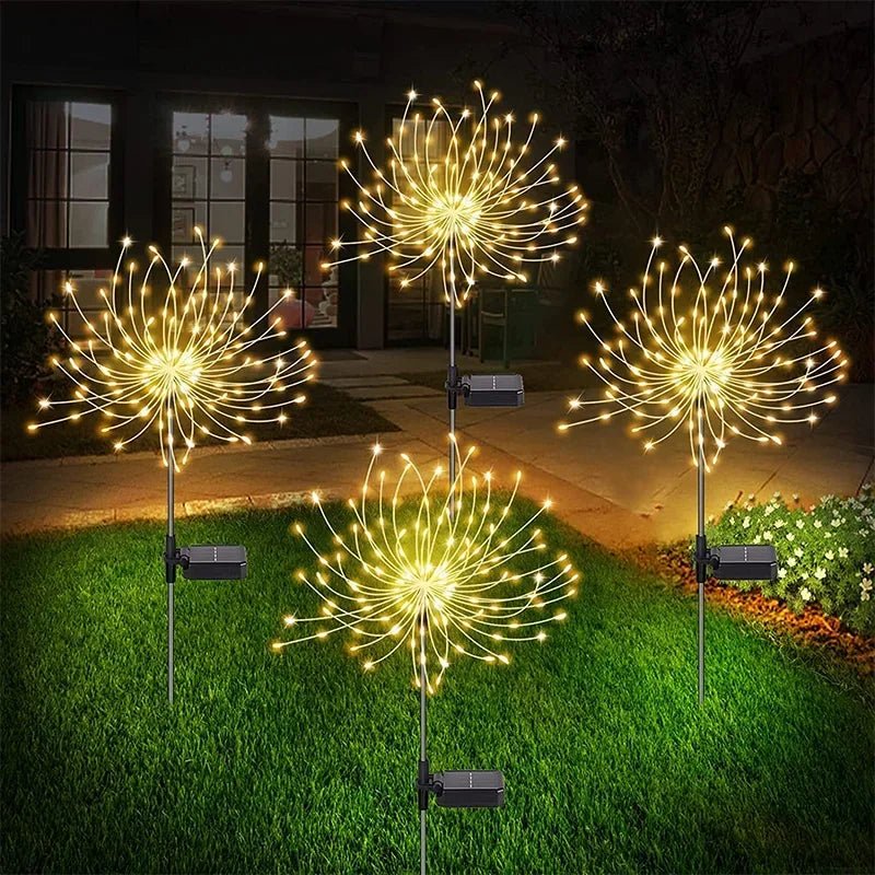1/2/4Pcs Solar LED Firework Fairy Light Outdoor Garden Decoration Lawn Pathway Light For Patio Yard Party Christmas Wedding - Smoothy Home