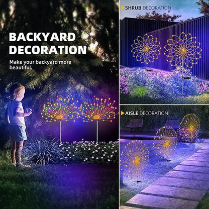 1/2/4Pcs Solar LED Firework Fairy Light Outdoor Garden Decoration Lawn Pathway Light For Patio Yard Party Christmas Wedding - Smoothy Home