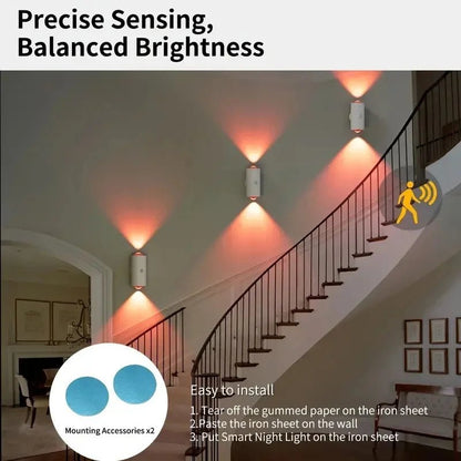 1/2/4PCS USB Rechargeable RGB LED Night Lights with Motion Sensor Wall Lamp Dimmable Ambient Light for Indoor Bedroom Porch Step - Smoothy Home