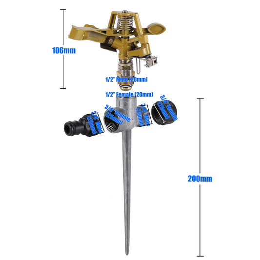 1/2"Male Thread Rotating Rocker Sprinkler Adjustable Impact Sprinkler Lawn Garden Park Orchard Field Irrigation Watering Nozzle - Smoothy Home