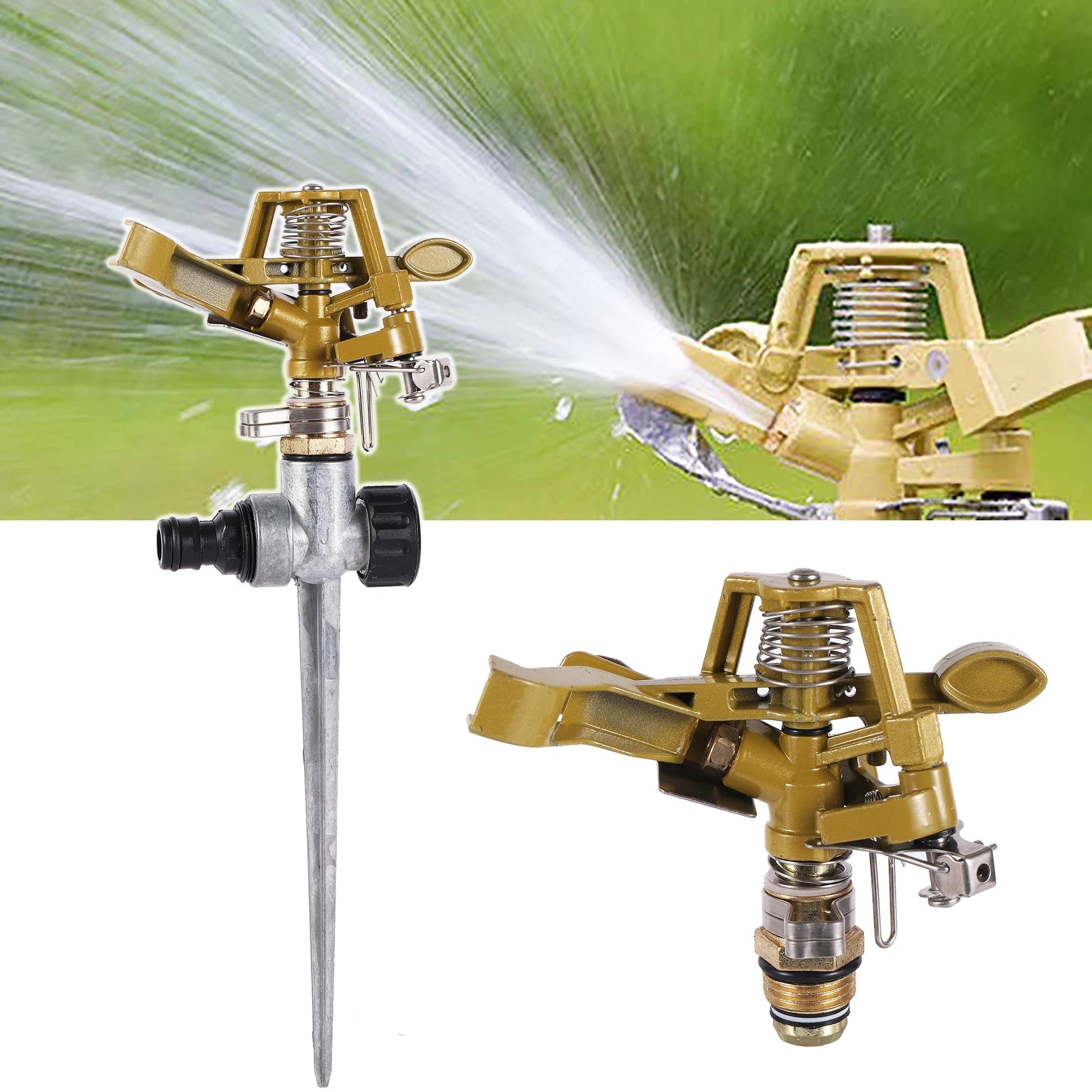 1/2"Male Thread Rotating Rocker Sprinkler Adjustable Impact Sprinkler Lawn Garden Park Orchard Field Irrigation Watering Nozzle - Smoothy Home