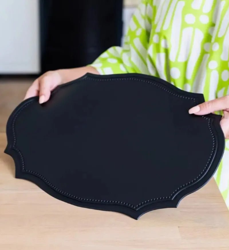 1/4/6PCS Shaped PU Placemat Set Faux Leather Kitchen Dining Table Pad Luxury Black Pink Green Place Mat Tableware Cafe Pad 식탁매트 - Smoothy Home