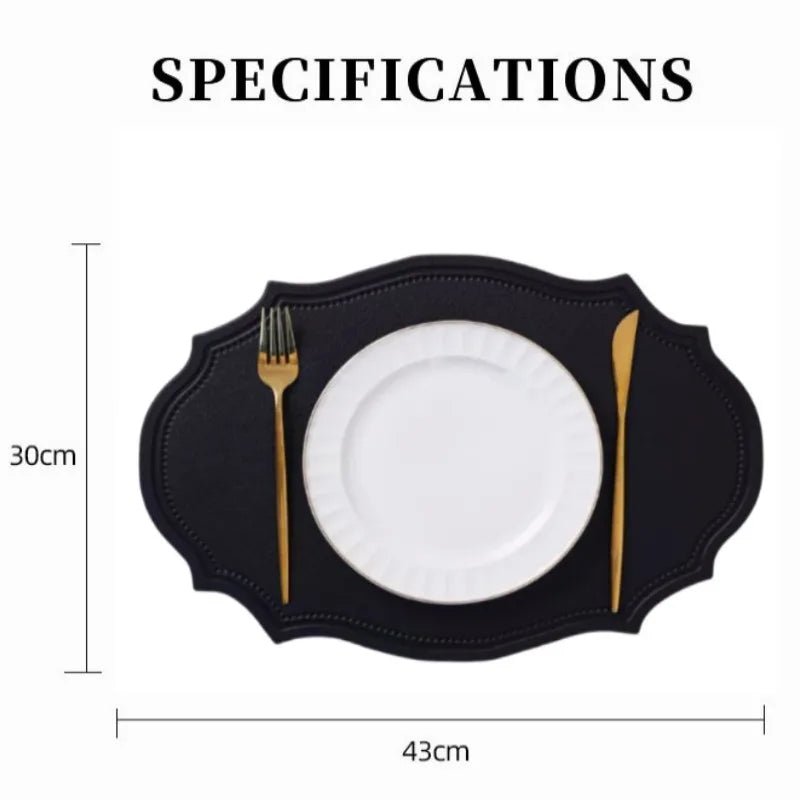 1/4/6PCS Shaped PU Placemat Set Faux Leather Kitchen Dining Table Pad Luxury Black Pink Green Place Mat Tableware Cafe Pad 식탁매트 - Smoothy Home