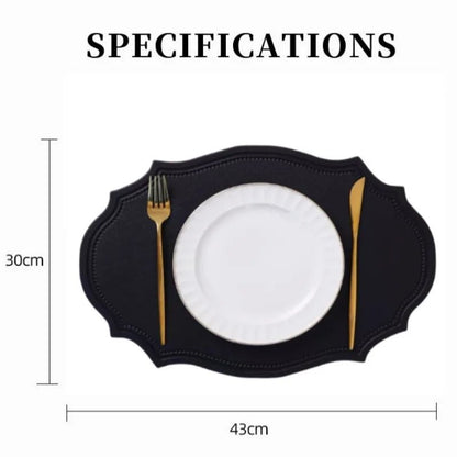 1/4/6PCS Shaped PU Placemat Set Faux Leather Kitchen Dining Table Pad Luxury Black Pink Green Place Mat Tableware Cafe Pad 식탁매트 - Smoothy Home