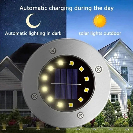 1/4/8Pcs Solar Lights Outdoor 8/20LEDs Disk Underground Lamp Spotlight Buried Solar Light for Home Garden Lawn Yard Decoration - Smoothy Home