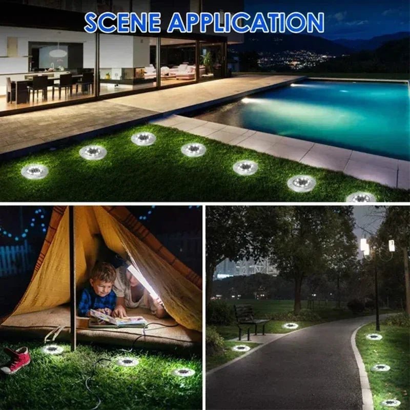 1/4/8Pcs Solar Lights Outdoor 8/20LEDs Disk Underground Lamp Spotlight Buried Solar Light for Home Garden Lawn Yard Decoration - Smoothy Home