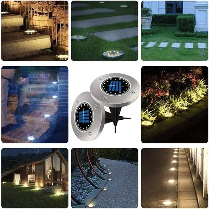 1/4/8Pcs Solar Lights Outdoor 8/20LEDs Disk Underground Lamp Spotlight Buried Solar Light for Home Garden Lawn Yard Decoration - Smoothy Home