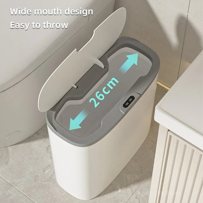 14L Smart Sensor Trash Can Wall Mounted Automatic Wastebasket Waterproof Electric Waste Bin Waste Paper Bucket Dustbin White New - Smoothy Home
