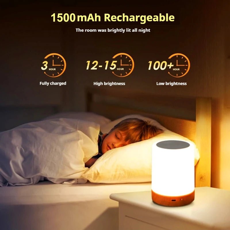 16 Colors Smart Touch Bedside Table Lamp RGB USB Rechargeable Night Light Desk Lamp Bedroom Decoration Gift Dining Table Light - Smoothy Home