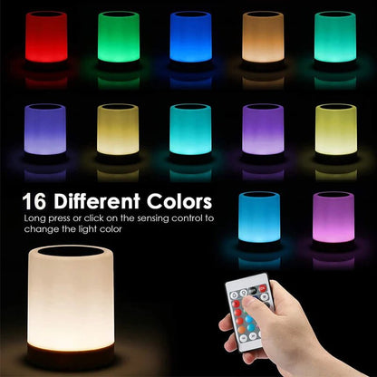 16 Colors Smart Touch Bedside Table Lamp RGB USB Rechargeable Night Light Desk Lamp Bedroom Decoration Gift Dining Table Light - Smoothy Home
