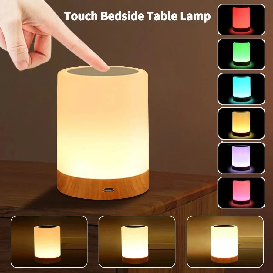 16 Colors Smart Touch Bedside Table Lamp RGB USB Rechargeable Night Light Desk Lamp Bedroom Decoration Gift Dining Table Light - Smoothy Home