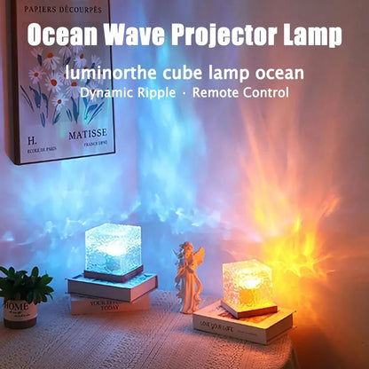 16Colors Ocean Wave Aurora Projector Light Touch LED Night Light Remote Dimmable Auto Rotating USB-C Powered Gift - Smoothy Home