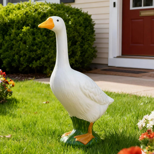 19.6in Garden Decor Goose Garden Statues, Weatherproof Outdoor Resin Goose Sculpture for Yard, Lawn, Patio, Porch Decoration, Farmhouse Garden Ornament, Durable Waterproof Animal Figurine, Home Landscape Accent, Gift for Gard - Smoothy Home