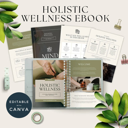 Holistic Wellness Ebook | Editable Canva Template | Mind, Body & Spirit Guide | Done-For-You Lead Magnet