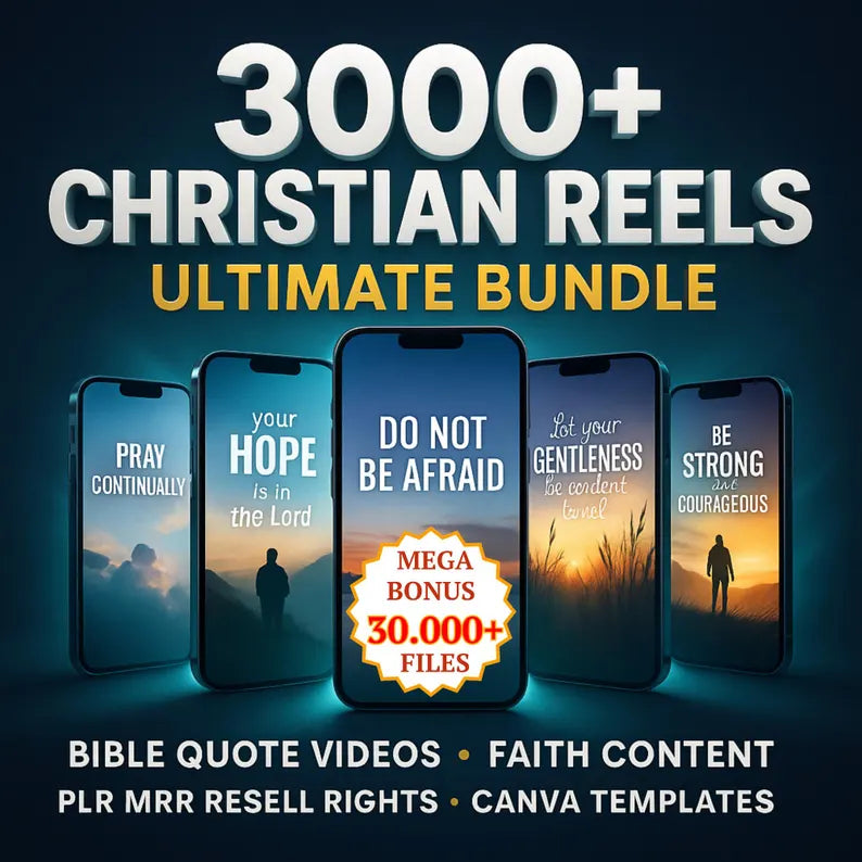 3000+ Christian Reels Ultimate Bundle | Bible Quote Videos + Faith Content | Canva Templates with PLR & MRR