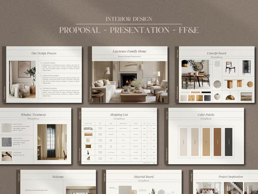 Interior Design Proposal + Presentation + FF&E Bundle | Canva Editable Client Proposal Templates for Designers